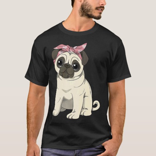 かわいいパグの女の子 Tシャツ (正面)
