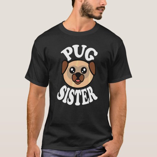 かわいいパグの姉妹 Tシャツ (正面)