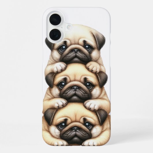 かわいいパグの子犬の山 iPhoneケース (裏面)
