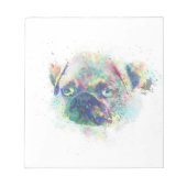 かわいいパグの子犬の水色の（ばちゃばちゃ）跳ねる絵を描 ノートパッド (正面)