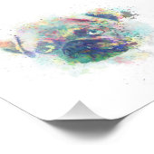 かわいいパグの子犬の水色の(ばちゃばちゃ)跳ねる絵を描 フォトプリント (角)