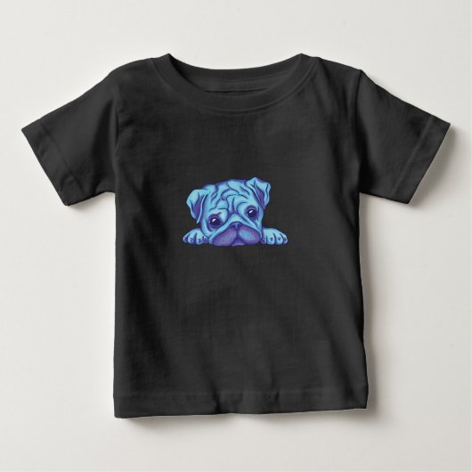 かわいいパグの子犬 ベビーTシャツ (正面)