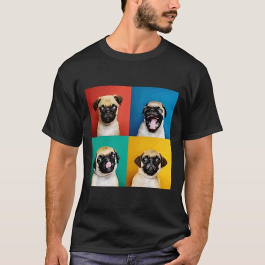 かわいいパグの子犬 690 Tシャツ (正面)