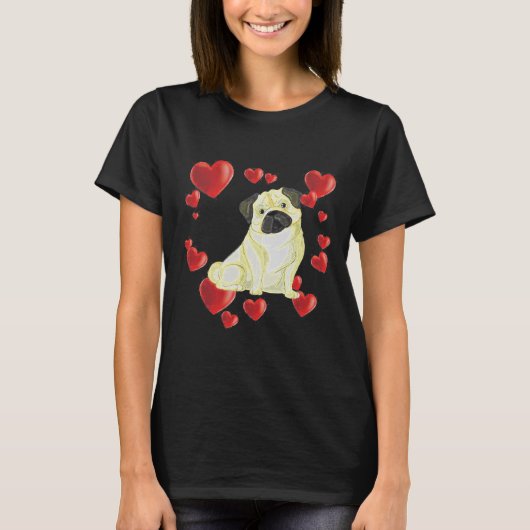かわいいパグの愛 638 Tシャツ (正面)