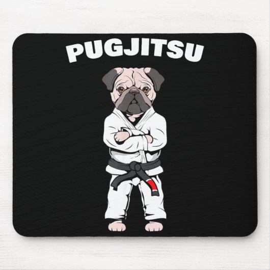 かわいいパグの柔術黒帯 Bjj Jiujitsu マウスパッド (正面)