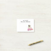 かわいいパグの犬および花は|あなたの名前を加えます ポストイット (デスク上)