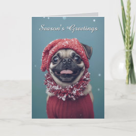 かわいいパグの犬のクリスマスカード カード