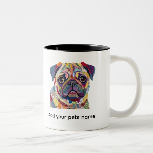 かわいいパグの犬のデザイン ツートーンマグカップ (右)