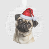 かわいいパグの犬の休日のクリスマス写真 オーナメント (裏面)