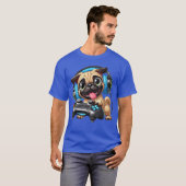 かわいいパグの犬の子犬のゲーマー パグ ゲーム Tシャツ (正面フル)