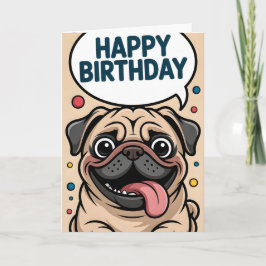かわいいパグの犬の誕生日おめでとう カード