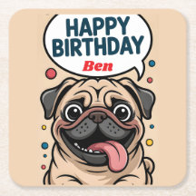 かわいいパグの犬の誕生日おめでとう