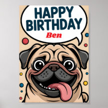 かわいいパグの犬の誕生日おめでとう