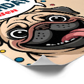 かわいいパグの犬の誕生日おめでとう ポスター (角)