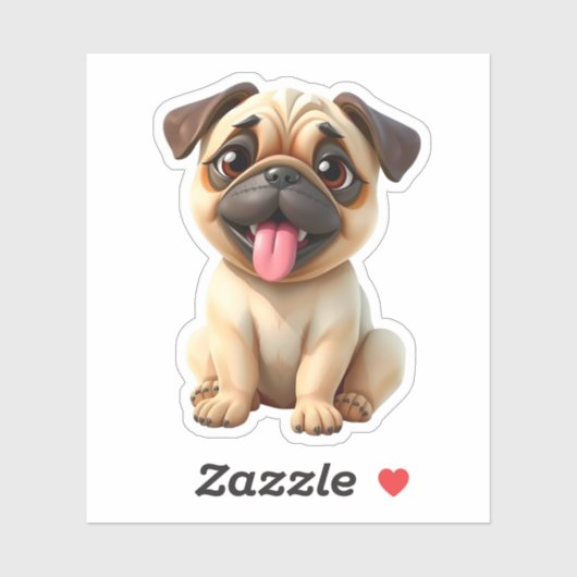 かわいいパグの犬 シール (シート)