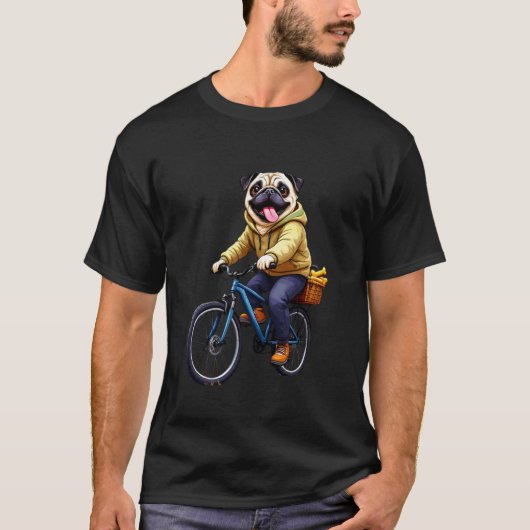 かわいいパグの自転車乗り(パーカー) Tシャツ (正面)