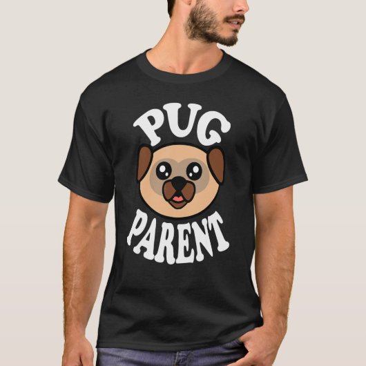 かわいいパグの親 Tシャツ (正面)