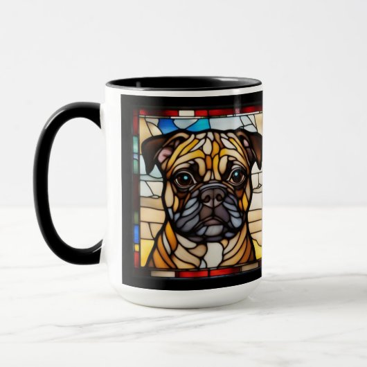 かわいいパグの陶器コーヒーマグ マグカップ (左)