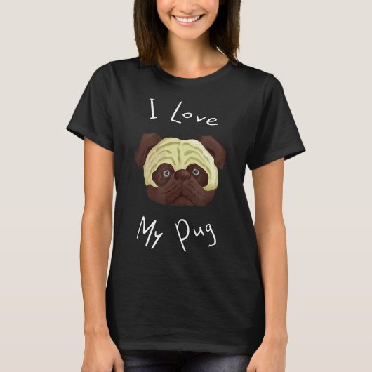 かわいいパグの顔の犬のギフト Tシャツ (正面)