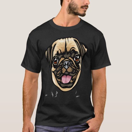 かわいいパグの顔 Tシャツ (正面)