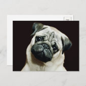 かわいいパグはがき ポストカード (正面/裏面)