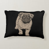 かわいいパグはアクセントの枕16"にx12" -黒ブラシをかけました アクセントクッション (裏面)