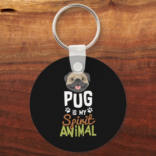 かわいいパグは私の霊性動物 キーホルダー (正面)