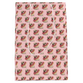 かわいいパグをドーナツに抱き枕 ミディアムペーパーバッグ (正面)