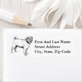 かわいいパグエレガントドッグスケッチ ラベル (インサイチュ)