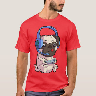 かわいいパグゲームPUGSビデオゲームおもしろい犬 Tシャツ