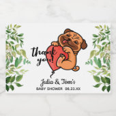 かわいいパグサンキューベイビーシャワー好意ミニ スパークリングワインラベル (シングルラベル)