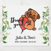 かわいいパグサンキューベイビーシャワー金ゴールド スパークリングワインラベル (シングルラベル)