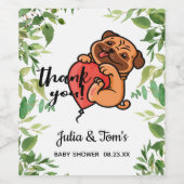 かわいいパグサンキューベイビーシャワー ワインラベル (シングルラベル)