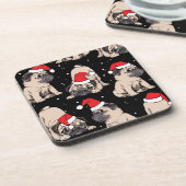 かわいいパグサンタクリスマス |クリスマスコルクセット コースター (左側)