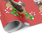 かわいいパグサンタハットクリスマス ラッピングペーパー (ロールコーナー)