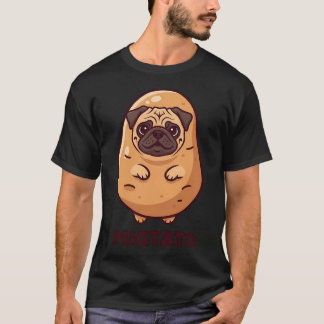 かわいいパグタロ カートゥーン 笑える パグ ポテト マッシュアップ Tシャツ