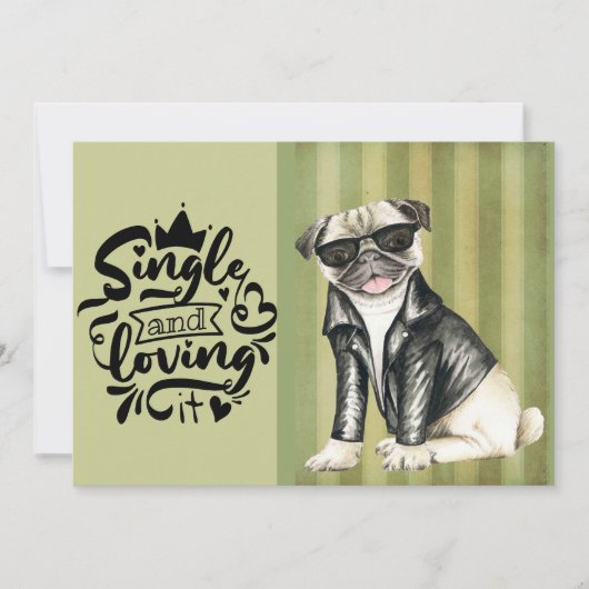 かわいいパグダデ |と独身のItバレンタインを愛する シーズンカード (正面)