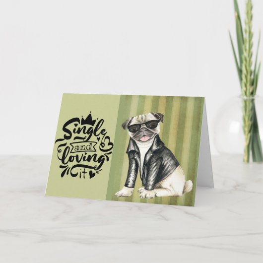 かわいいパグダデ |と独身のItバレンタインを愛する シーズンカード (正面)
