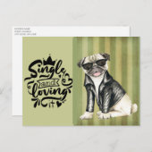 かわいいパグダデ |と独身のItバレンタインを愛する シーズンポストカード (正面/裏面)