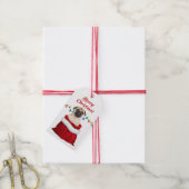 かわいいパグドインサンタバッグ ギフトタグ (より糸付き)