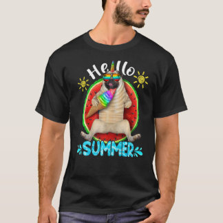 かわいいパグドグハローサマーバケーションドッグ Tシャツ