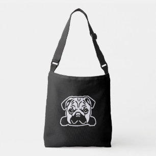 かわいいパグドッグ顔スケッチ Pug愛好家 クロスボディバッグ