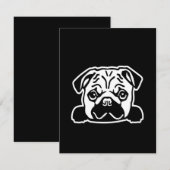 かわいいパグドッグ顔スケッチ | Pug愛好家 サンキューカード (正面/裏面)