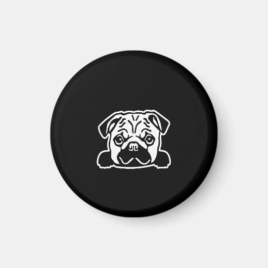 かわいいパグドッグ顔スケッチ | Pug愛好家 マグネット (正面)