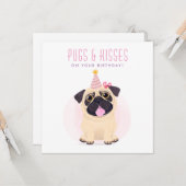 かわいいパグハッピーバースデーカード カード (正面/裏面インサイチュ)