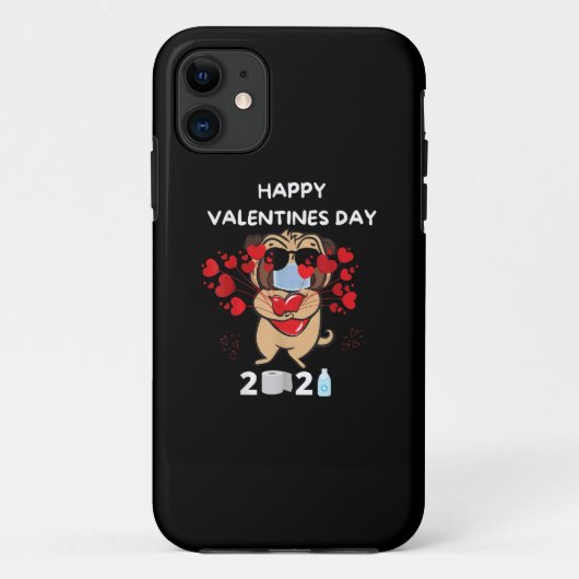 かわいいパグハート顔マスクハッピーバレンタインデー Case-Mate iPhoneケース (裏面)