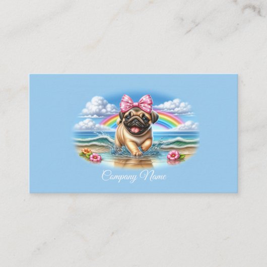 かわいいパグパピーをアットアトロピカルビーチ 名刺 (正面)