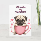 かわいいパグパピーキッズバレンタイン シーズンカード (正面)