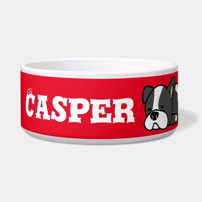 かわいいパグパピードッグセラミックペットボウル ボウル (正面)