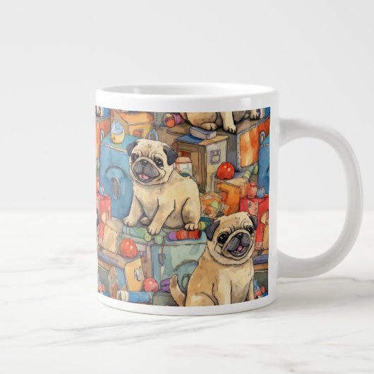 かわいいパグマグ ジャンボコーヒーマグカップ (右)